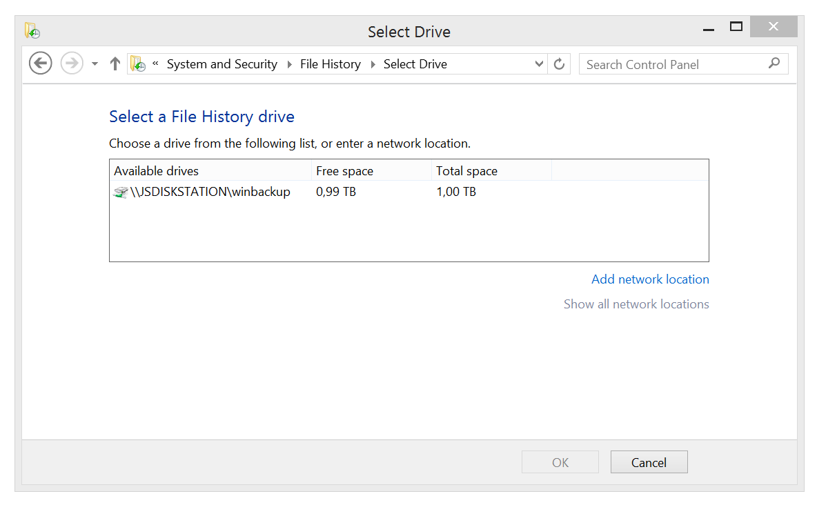 Select the network drive