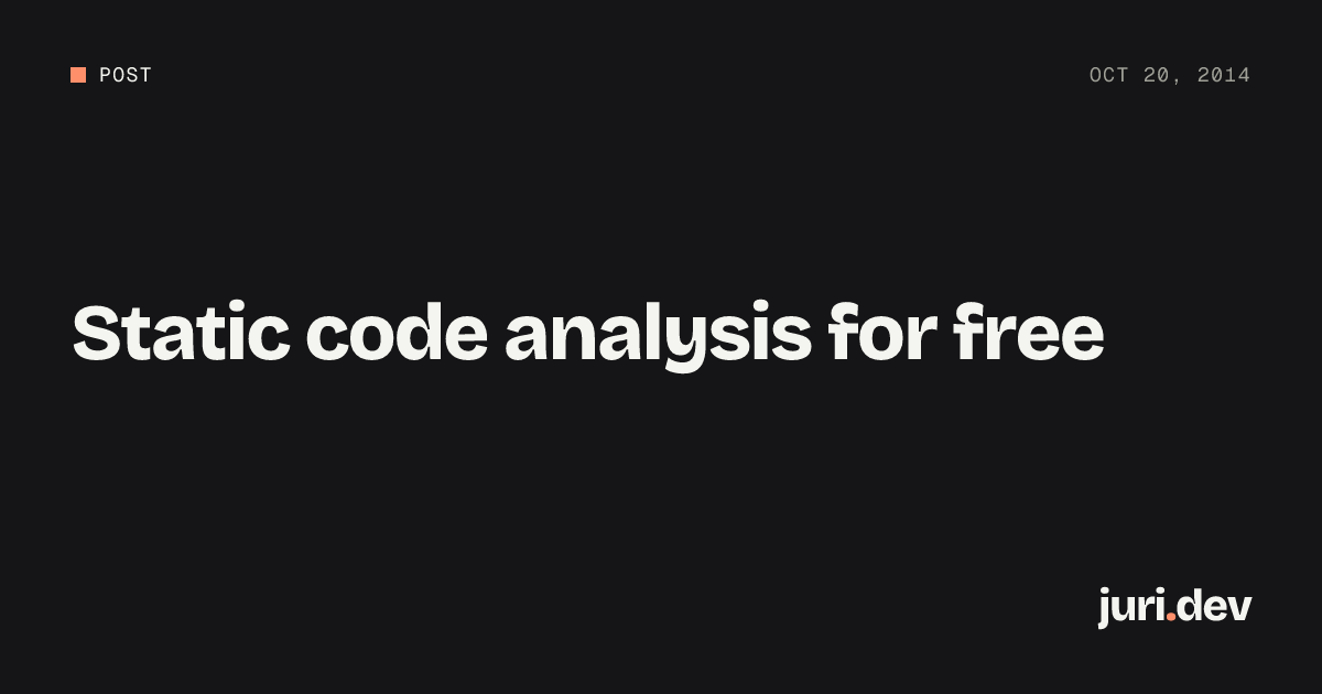 Static code analysis for free | juri.dev